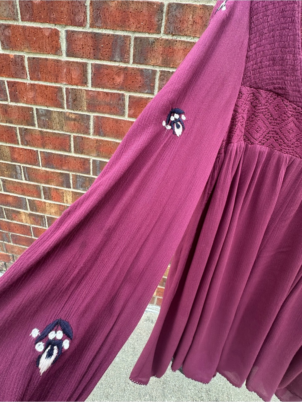 Free People Plum Dress FloralEmbroidered BOHO Artsy Cottagecore Babydoll Lined - Picture 12 of 17